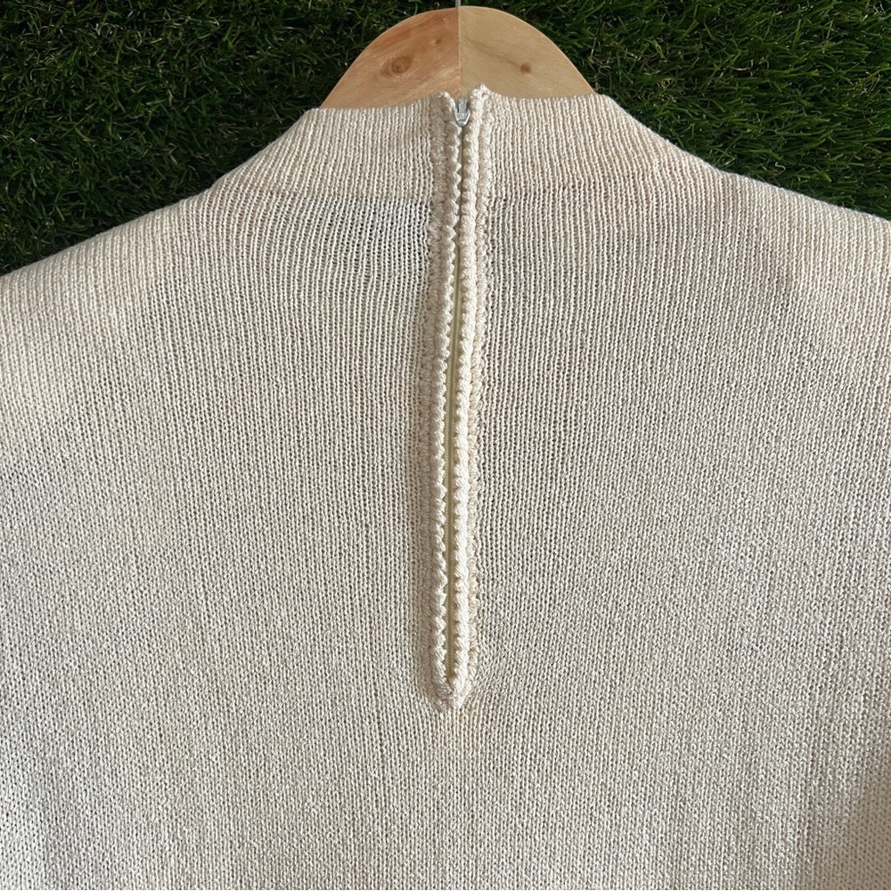 Unique Vintage Knit Dress Statement Sleeves Fringe Striped - Picture 7 of 8
